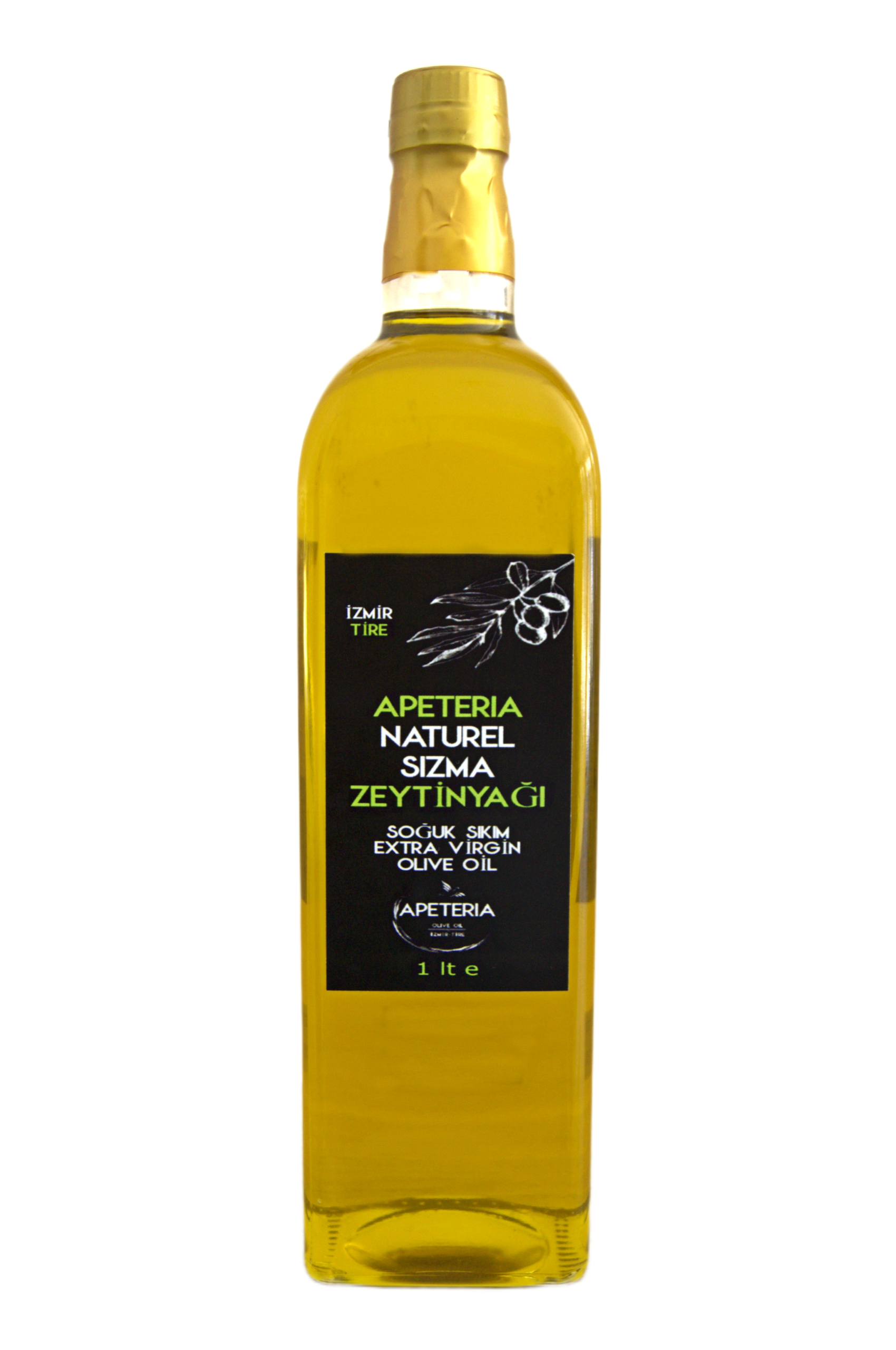 Apeteria 1 lt Cam Şişe Naturel Sızma Soğuk Sıkım Zeytinyağı - Görsel 2