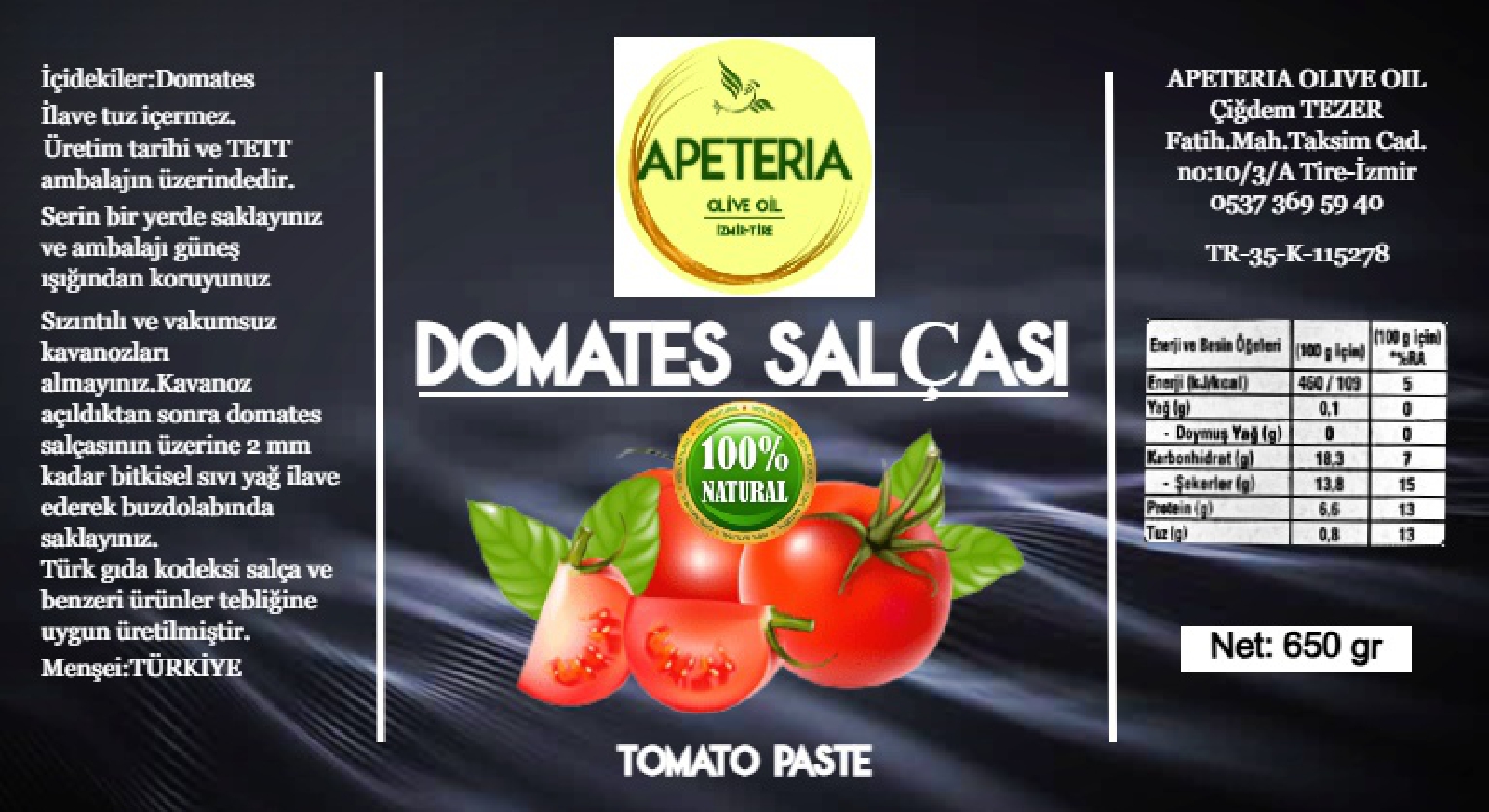 Apeteria 650 gr Domates Salçası - Görsel 3