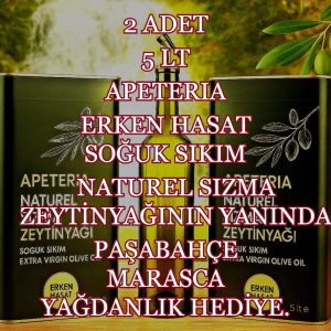 2 Adet 2025-2026 Sezonu Apeterıa Erken Hasat Soğuk Sıkım Zeytinyağı Alana Paşabahçe Marasca Yağdanlık Hediye